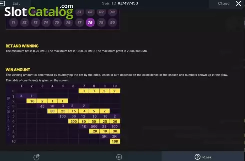Скрин6. Classic Keno (Smartsoft Gaming) слот