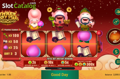 Скрин2. Three Lucky Stars слот