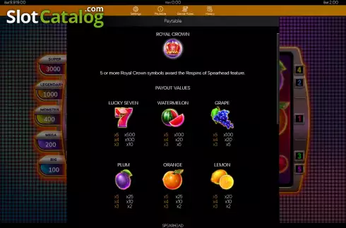 Скрин4. Royal Crown 2 Respins of Spearhead слот