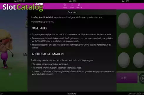 Скрин9. John Daly Scratch It and Win It! слот