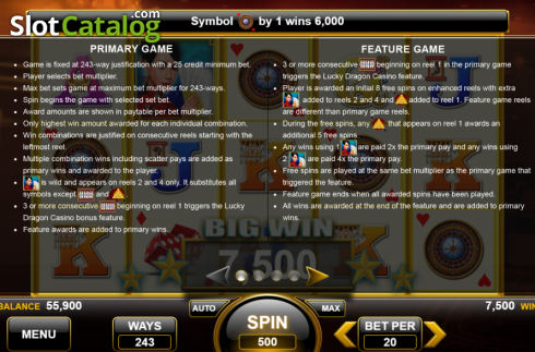 Скрин5. Lucky Dragon Casino слот