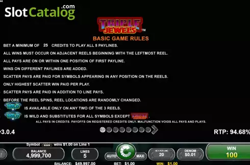 Скрин5. Triple Jewels (Spin Games) слот