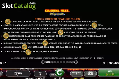Скрин6. Colossal Heat Sticky Credits слот