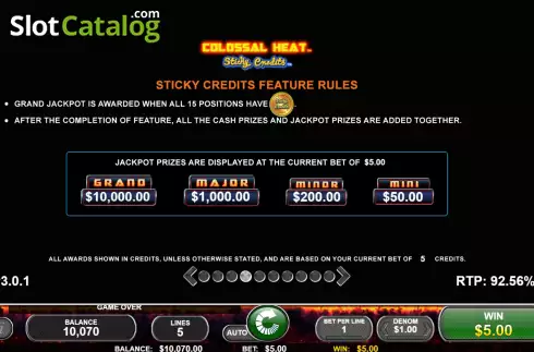 Скрин8. Colossal Heat Sticky Credits слот