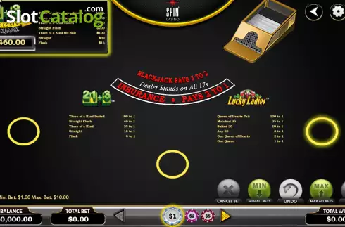Скрин3. 21+3 Progressive Blackjack слот