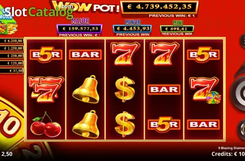 Скрин3. 9 Blazing Diamonds Wowpot слот