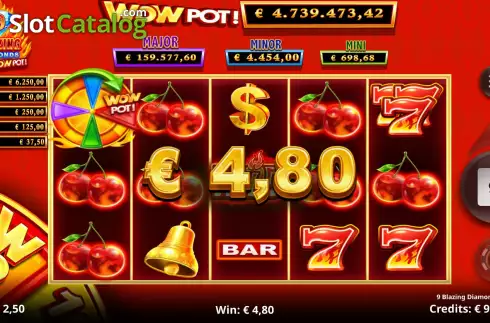 Скрин4. 9 Blazing Diamonds Wowpot слот