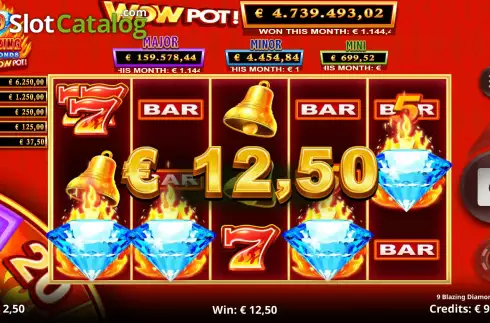 Скрин5. 9 Blazing Diamonds Wowpot слот