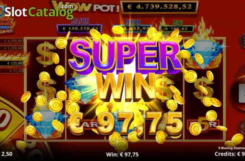 Скрин6. 9 Blazing Diamonds Wowpot слот