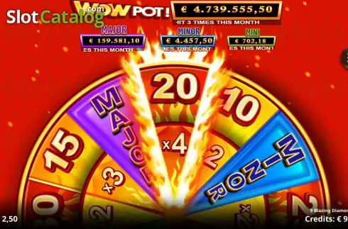 Скрин7. 9 Blazing Diamonds Wowpot слот