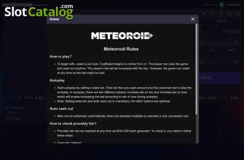 Скрин8. Meteoroid слот