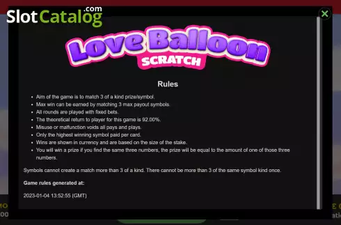 Скрин6. Love Balloon Scratch слот