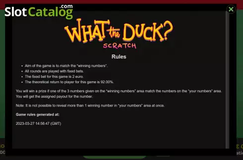 Скрин6. What The Duck? Scratch слот
