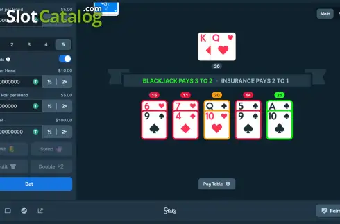 Скрин3. Blackjack (Stake Originals) слот