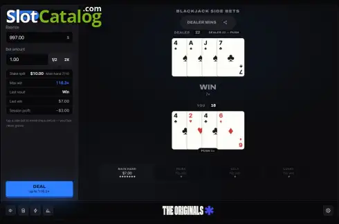 Скрин3. Blackjack Side Bets (Stake Originals) слот