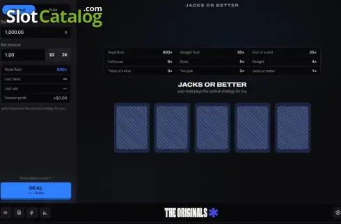 Скрин2. Video Poker Jacks or Better (The Originals) слот