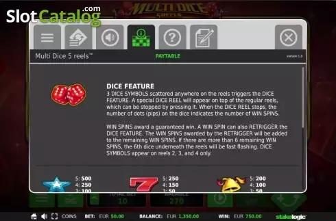 Скрин2. Multi Dice 5 Reels слот