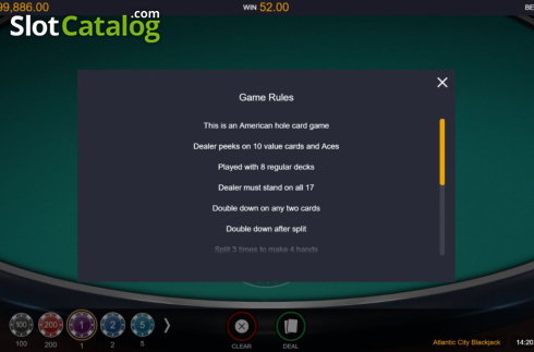 Скрин6. Atlantic City Blackjack (Switch Studios) слот