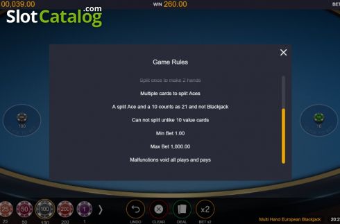 Скрин7. European Blackjack MH (Switch studios) слот