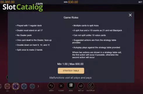Скрин7. Perfect Strategy Blackjack слот