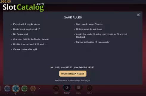 Скрин9. High Streak Blackjack слот
