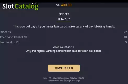 Скрин6. Classic Blackjack with Ten-20 слот