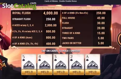 Скрин2. Cards of Athena Double Double Bonus слот