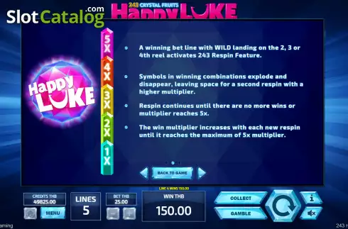 Скрин6. 243 Crystal Fruits HappyLuke слот