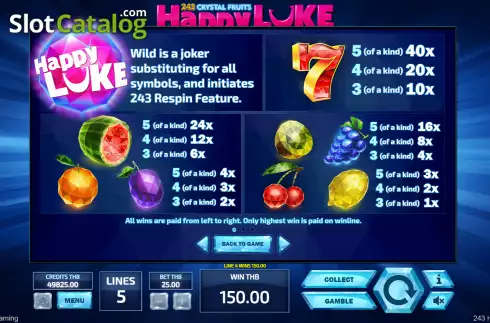 Скрин7. 243 Crystal Fruits HappyLuke слот