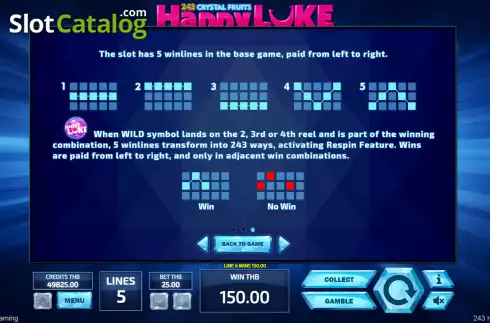 Скрин8. 243 Crystal Fruits HappyLuke слот