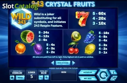 Скрин2. 243 Crystal Fruits слот