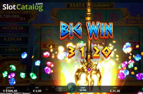 Скрин6. Ancient Fortunes Poseidon WowPot Megaways слот