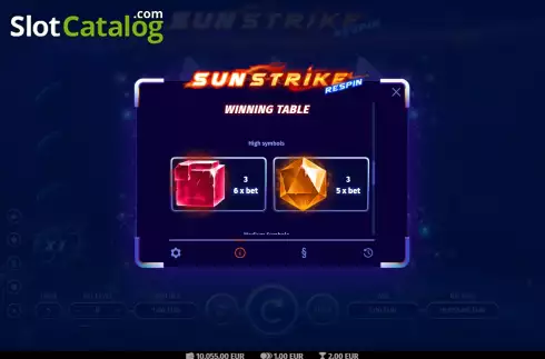 Скрин9. Sunstrike Respin слот