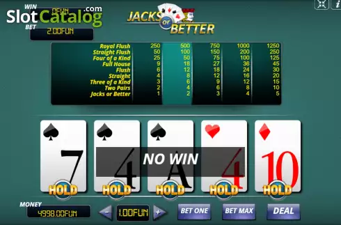 Скрин6. Jacks Or Better (Urgent Games) слот