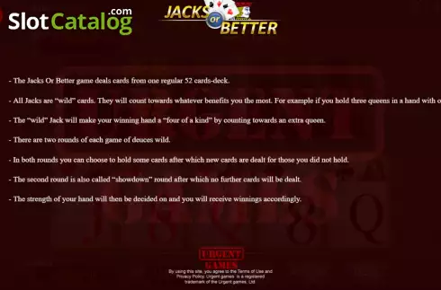 Скрин9. Jacks Or Better (Urgent Games) слот