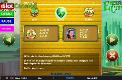 Скрин2. Wizard of Oz: Emerald City слот