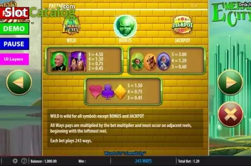 Скрин3. Wizard of Oz: Emerald City слот