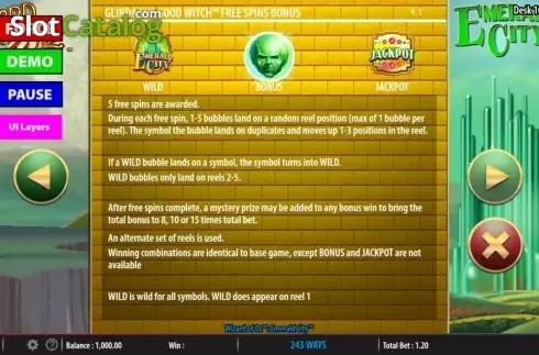 Скрин6. Wizard of Oz: Emerald City слот