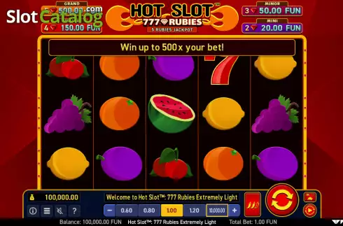 Скрин2. Hot Slot: 777 Rubies Extremely Light слот