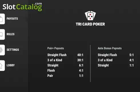 Скрин6. Tri Card Poker (Woohoo) слот