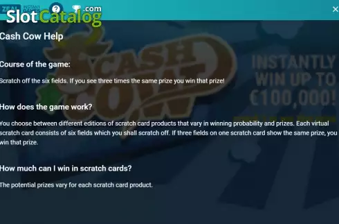 Скрин7. Cash Cow (Zeal Instant Games) слот