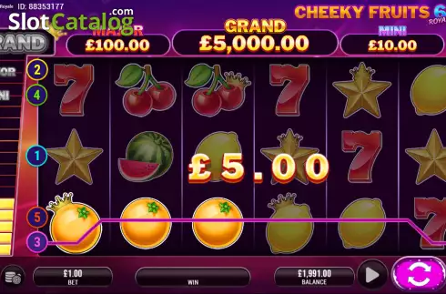 Скрин3. Cheeky Fruits 6 Royale слот