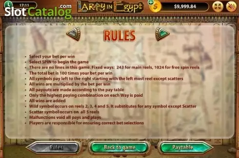Скрин2. Larry In Egypt слот
