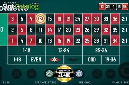 Скрин4. European Roulette (G.Games) слот
