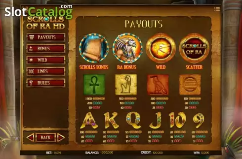 Скрин7. Scrolls of RA слот