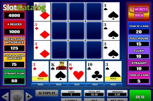 Скрин2. 4x Deuce Wild Poker слот