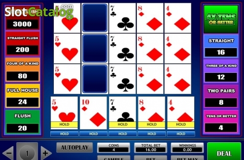 Скрин4. 4x Tens Or Better Poker слот