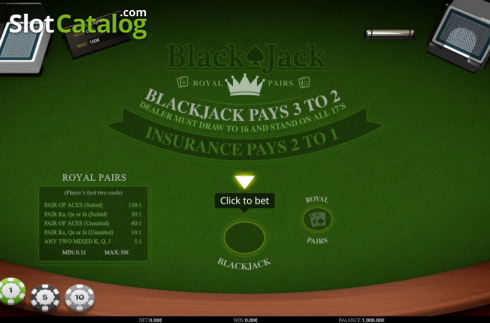 Скрин2. Blackjack Royal Pairs слот