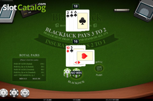 Скрин5. Blackjack Royal Pairs слот