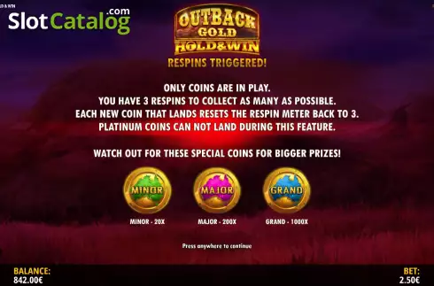 Скрин7. Outback Gold Hold and Win слот